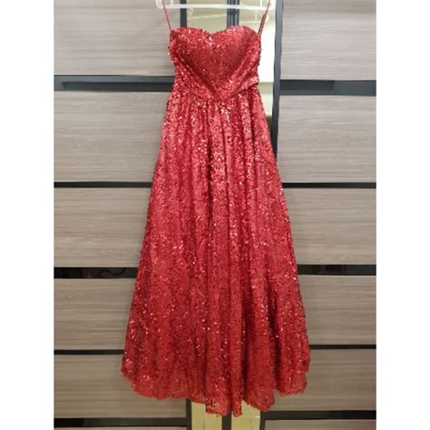 New RED color Bridal / bride gown / glitter / Emcee outfit / annual dinner gown / promnight ...