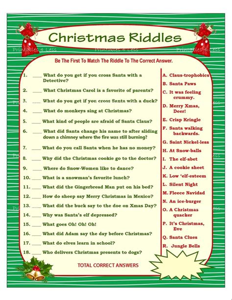 Christmas Riddle Game DIY Holiday Party Game Printable | Etsy ...