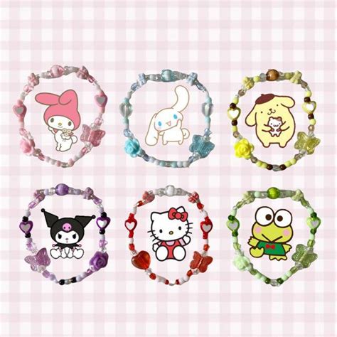 sanrio beaded bracelets my melody cinnamoroll pompompurin kuromi hello ...