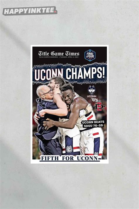 2023 Uconn Huskies NCAA College Basketball Champions Poster