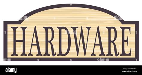 Hardware store stylish wooden store sign over a white background Stock Photo - Alamy