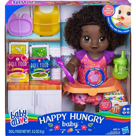 Baby Alive Happy Hungry Baby Doll, Curly Black Hair | Dolls | Baby ...