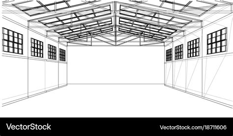 Warehouse sketch rendering 3d Royalty Free Vector Image