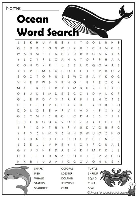 Ocean Word Search | Ocean words, Kids word search, Word find