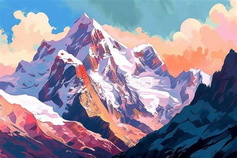 Mountain Range Oil Painting, Generative AI Stock Illustration ...