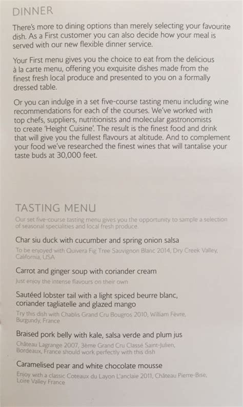 Farewell, British Airways First Class Tasting Menu - TravelUpdate