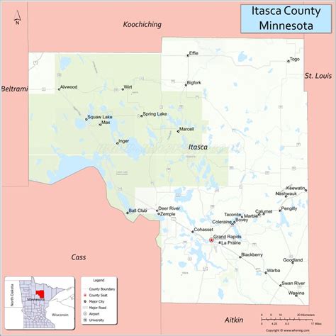 a map of minnesota showing the location of taca county