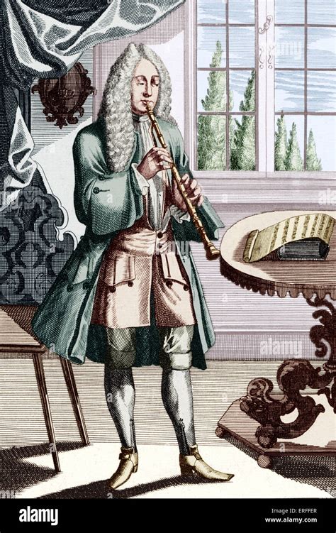 Baroque oboe musician caption reads - Man playing hautboy (or hautbois ...