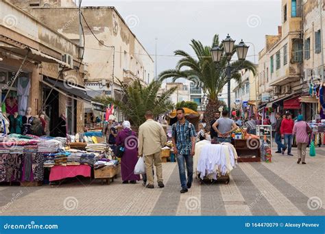 NADOR, MOROCCO - MAY 22, 2017: Flea Market Near the Mosque Haj Mostafa in the Center of Nador ...