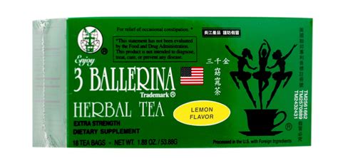 3 Ballerina Herbal Tea Men And Women Dieters' Drink Extra Strength Lemon Flavor 18 Tea Bags ...