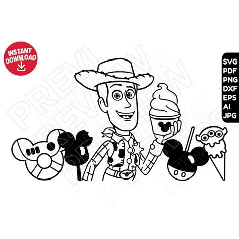 Woody Toy Story SVG png dxf clipart , cut file outline silho - Inspire ...