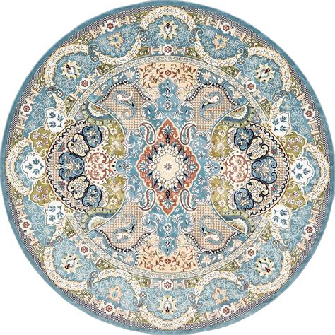 Blue 10' x 10' Rabia Round Rug | Rugs.com