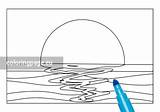 Simple sunset  Coloring Page sketch template