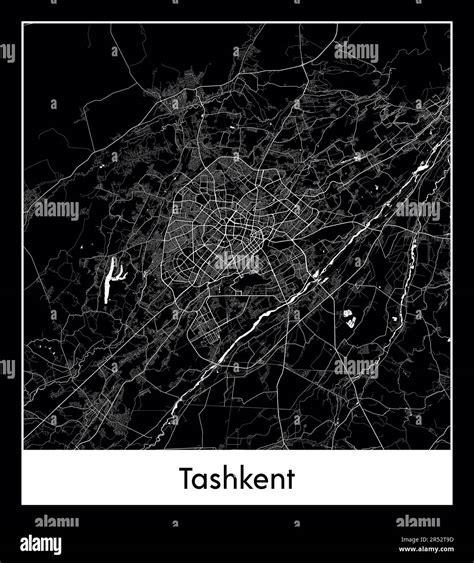 Minimal city map of Tashkent (UzbekistaMinimal city map of Tashkent (Uzbekistan Asia)n Asia ...