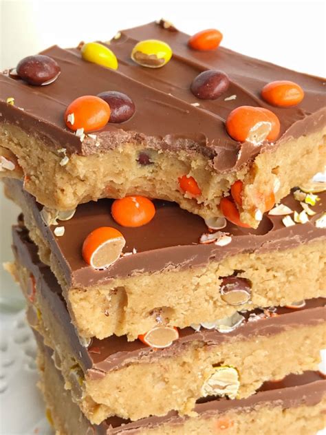 {no bake} Reese's Pieces Peanut Butter Bars - Together as Family