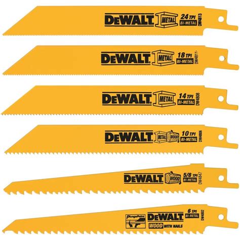 DEWALT 6-Pack Set Wood/Nail Embedded Cutting Reciprocating Saw Blade ...