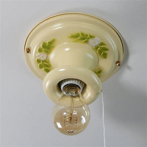 Vintage Pull Chain Equipped Flush Mount Ceiling Light Fixture - Etsy