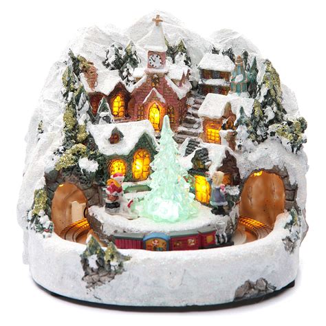 Animated Christmas village houses with train 20x20 cm | online sales on ...