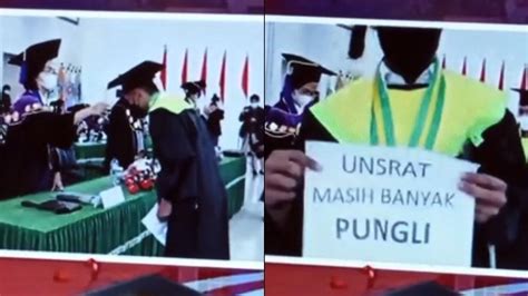 Aksi Mahasiswa Kritik Kampus di Depan Rektor Unsrat Saat Wisuda Viral