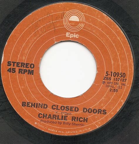 Charlie Rich – Behind Closed Doors – Vinyl (Terre Haute Pressing, 7", 45 RPM + 2 more), 1973 ...