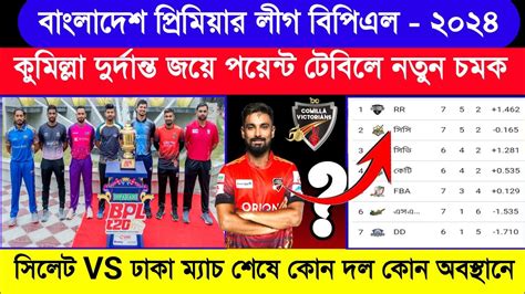 Bpl Point Table 2024 | Today BPL Point Tabl Update|কুমিল্লার দুর্দান্ত ...