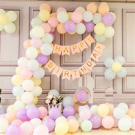 Pink Happy Birthday Banner With Light Colors Macroon , Pastel Color ...