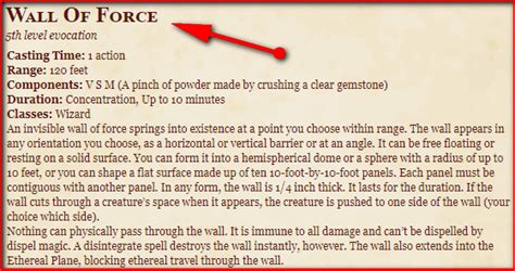 Wall of Force D&D 5th Edition - D&D 5e Character Sheets