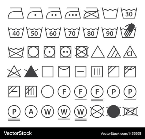 Set of washing symbols Royalty Free Vector Image