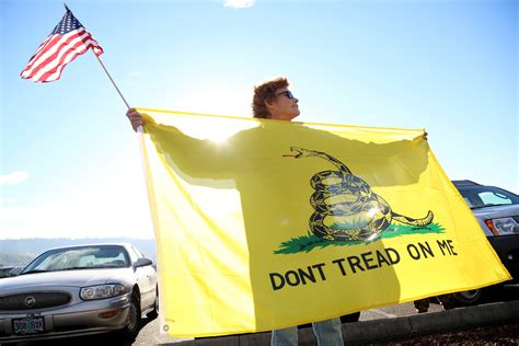 Yellow Gadsden flag, prominent in Capitol takeover, carries a long and shifting history