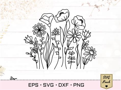 Wildflower meadow border florals SVG By SVGPouch | TheHungryJPEG