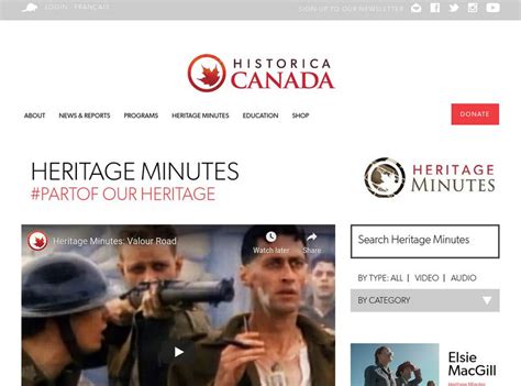 Historica Canada: Heritage Minutes: Valour Road Website for 9th - 10th ...