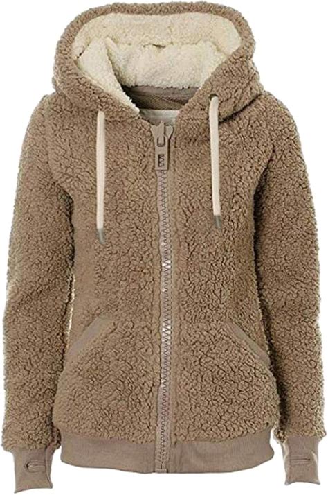 Suvotimo Women Faux Fur Zip Up Down Coat Casual Fleece Hoodie Outerwear: Amazon.co.uk: Clothing