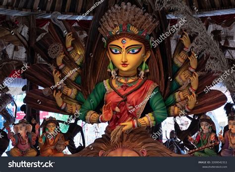 Goddess Durga Devi Idol Decorated Puja Stock Photo 2209542311 ...