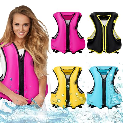 Lenwen 4 Pcs Adults Inflatable Snorkel Vest with Zipper Buoyancy Aid Swim Vest Jackets Portable ...