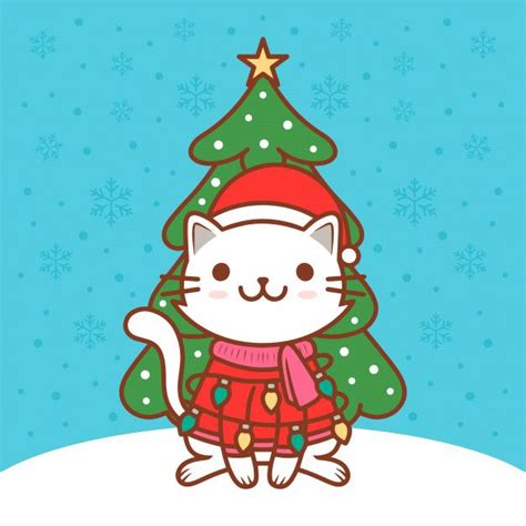 Adorable Christmas Cat Illustration