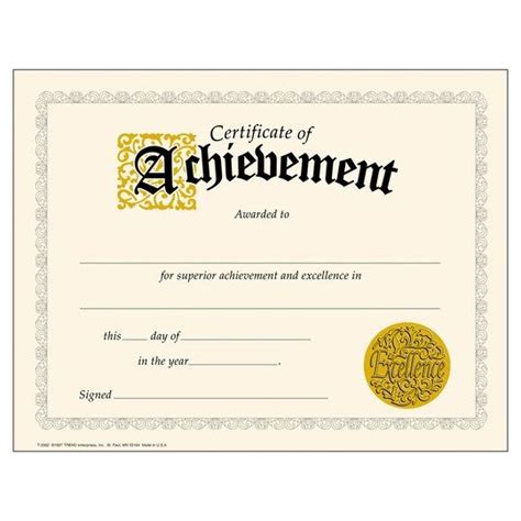 Trend Enterprises® 8.5" x 11" Classic Certificate of Achievement, 6 ...