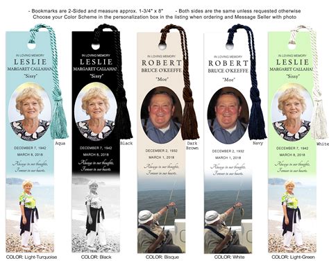 Personalized Memorial Bookmarks Funeral Favors Custom | Etsy