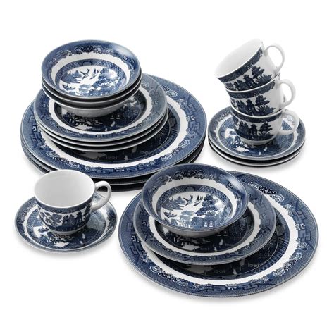 Johnson Brothers Willow Blue 20-Piece Dinnerware Set | Bed Bath & Beyond | Blue dinnerware, Blue ...