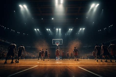 Premium AI Image | Professional basketball stadium made in 3d with animated crowd