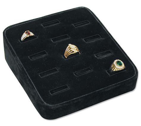 Black Ring Jewelry Display Tray - 12 Rings