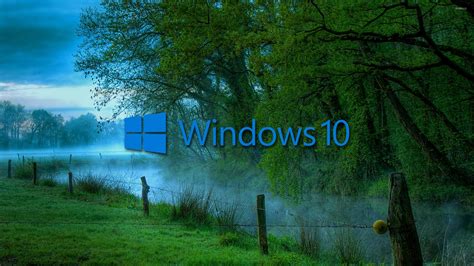 Windows 10 in the misty morning blue text logo wallpaper - Computer wallpapers - #47571