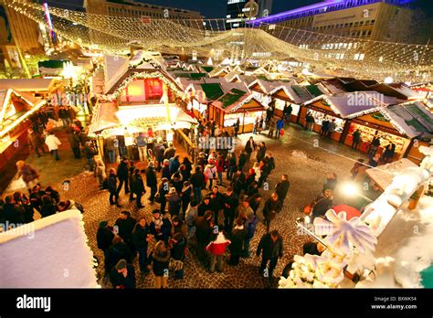 Traditional Christmas market in the city center of Essen, Germany Stock ...