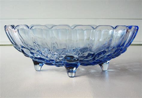 Glass Fruit Bowl Blue Glass Serving Bowl Wedding