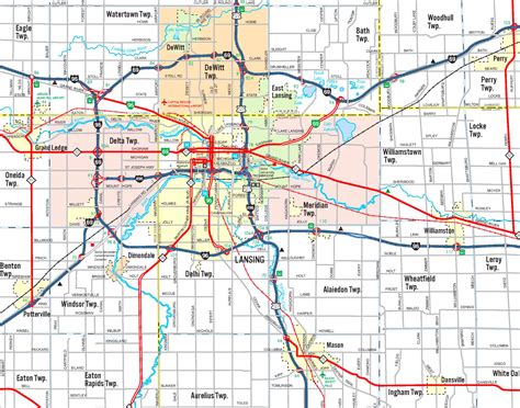 Lansing area road map - Ontheworldmap.com