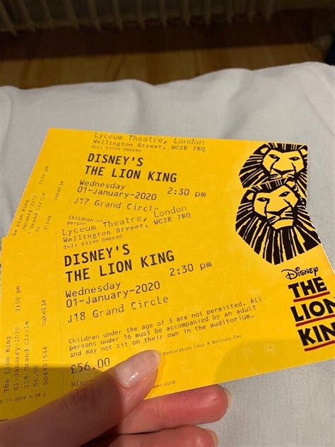 2 The Lion King Musical Tickets for New Years Day 2020 | in London | Gumtree