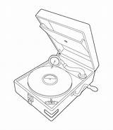 Old Record Player Drawing Sketch Coloring Page sketch template