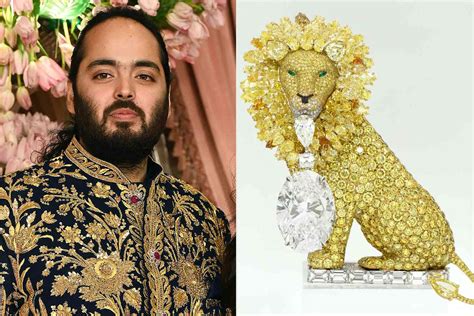 Billionaire Heir Anant Ambani Wears Custom Lion Brooch with 50-Carat Diamond Ahead of Mumbai Wedding