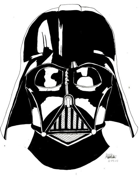 Darth Vader Black And White Outline