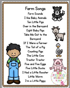 Farm Songs and Finger-play by Preschool Printable | TPT