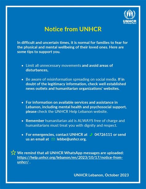 Notice from UNHCR - UNHCR Lebanon